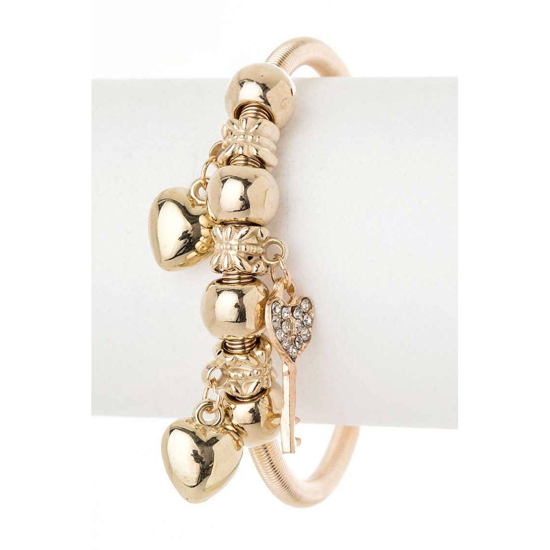 Crystal Heart And Key Spring Bracelet
