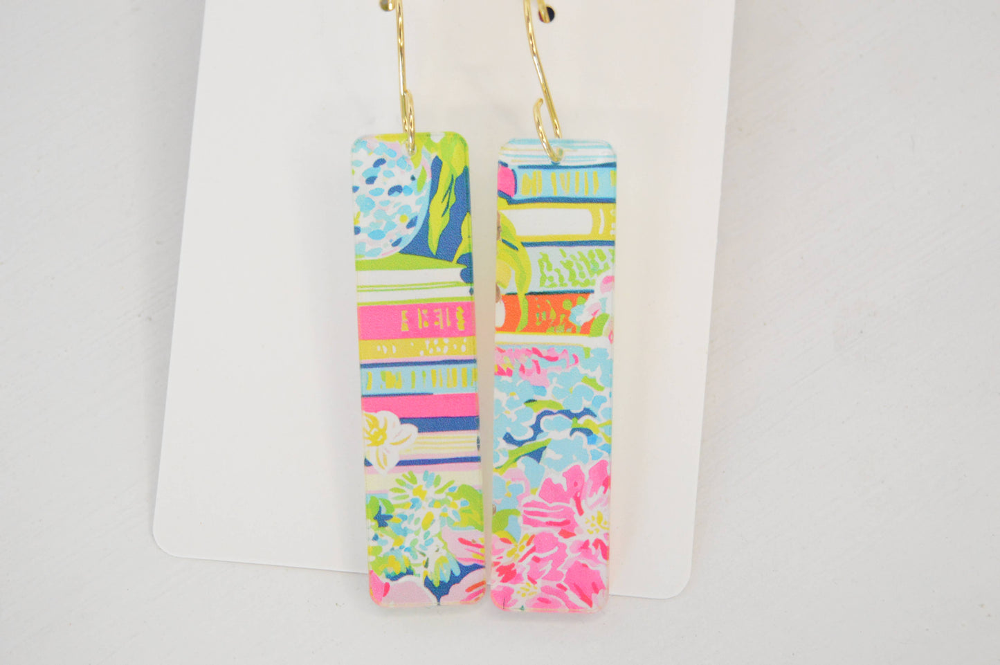 Preppy Book Earrings, Floral, Flowers, Acrylic Earrings