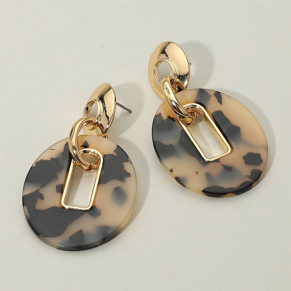 Celluloid Acetate Oval Link Drop Earrings