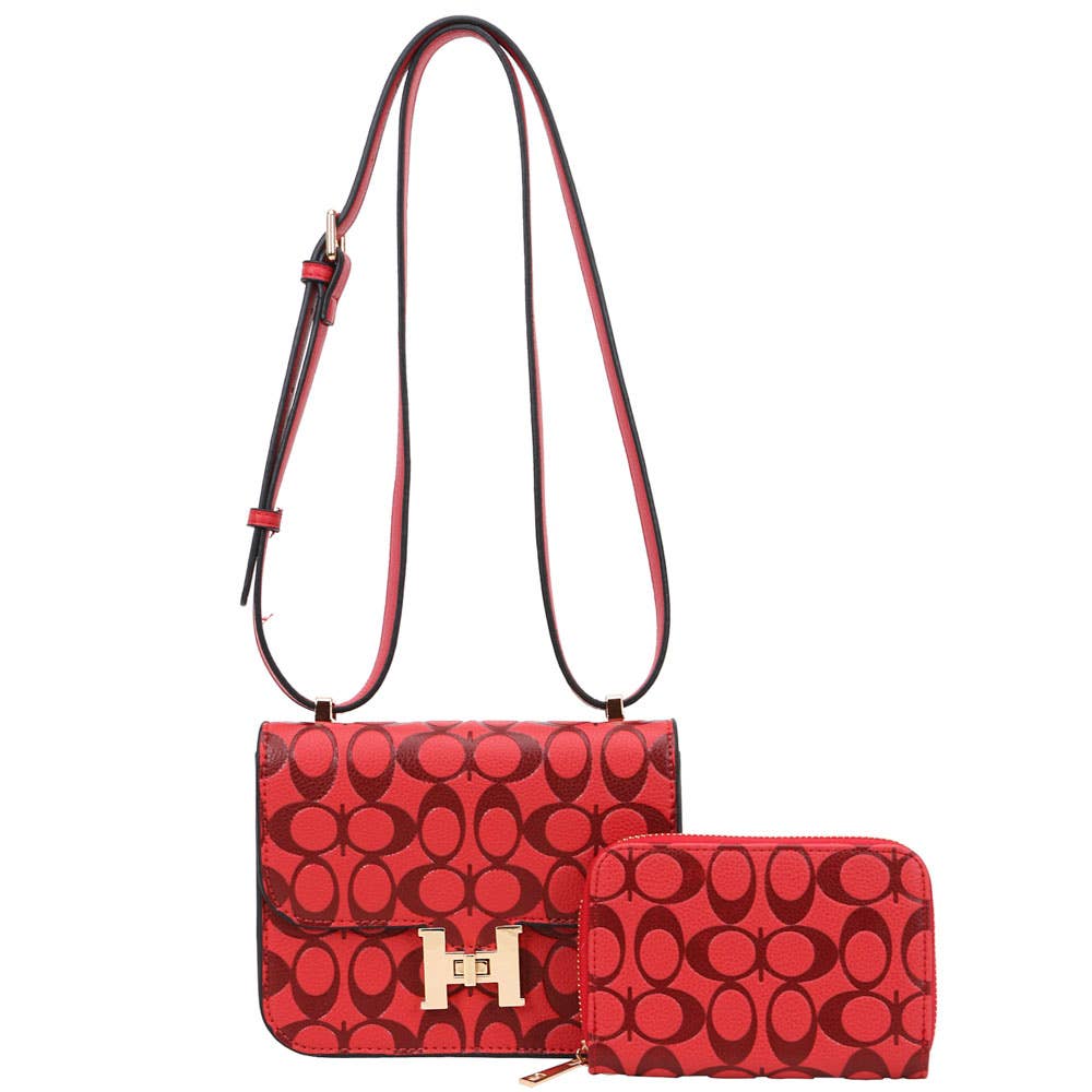 ROUND PATTERN H BUCKLE CROSSBODY BAG, DP 1116 A