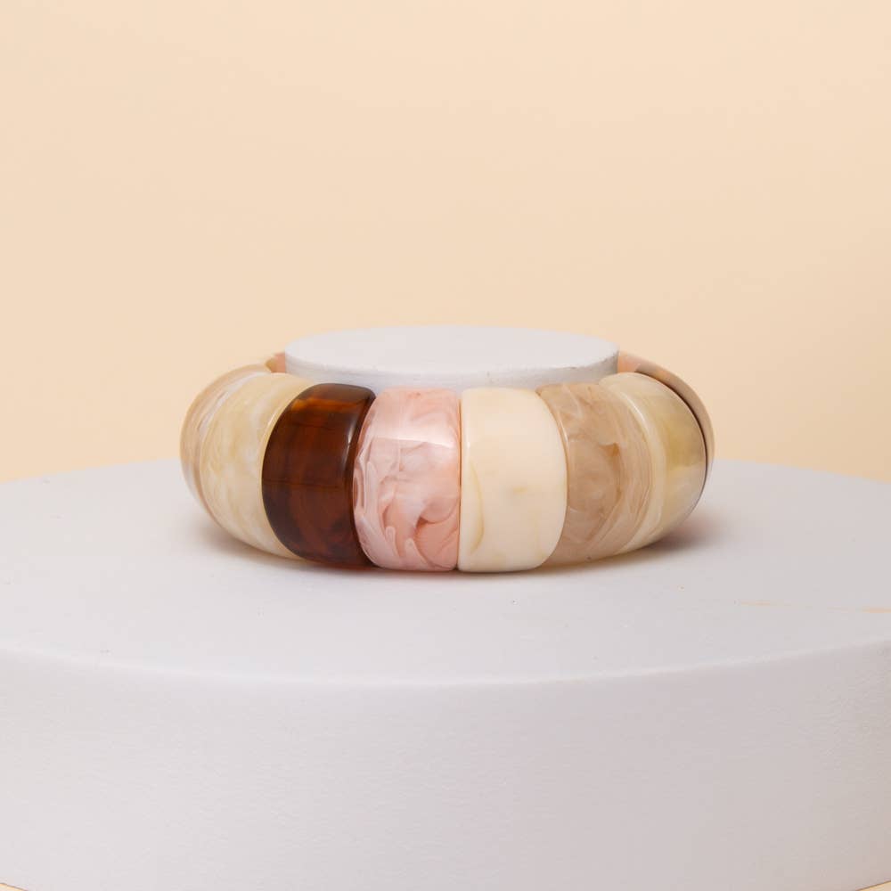 Marbled Segment Stretch Bracelet with Chunky Band
