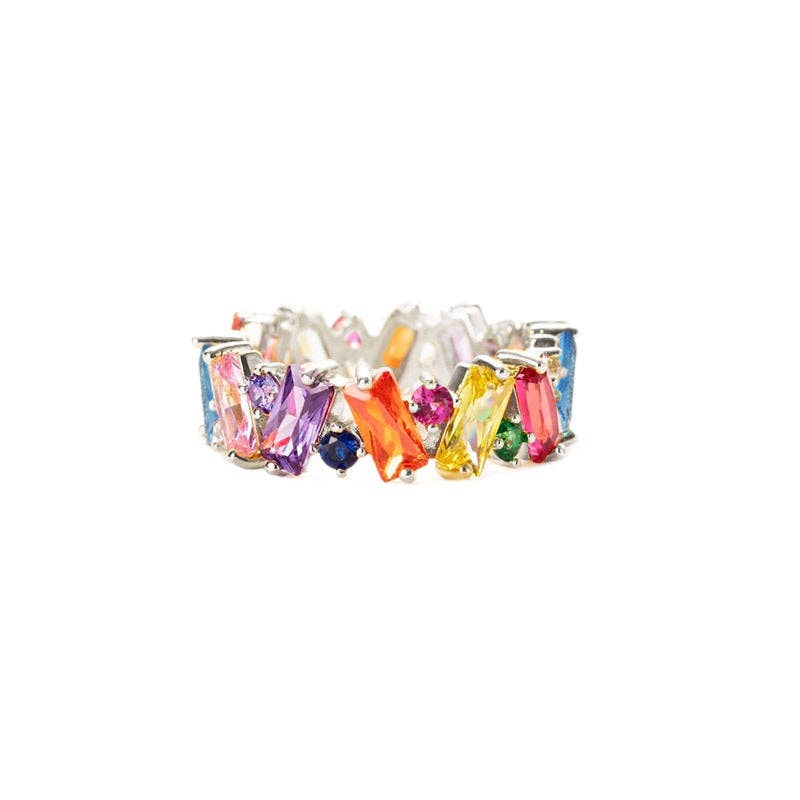 Trendy Gold Plated Colorful Zircon Ring MK2MBEP6W6JRG53