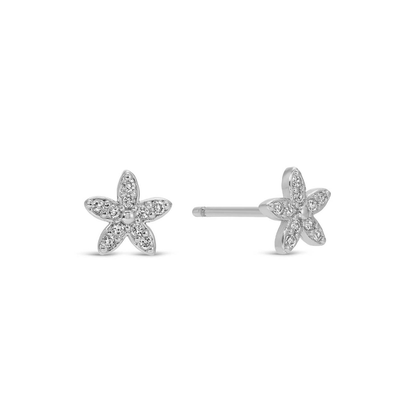 Pave Flower Studs On Velvet Gift Tag