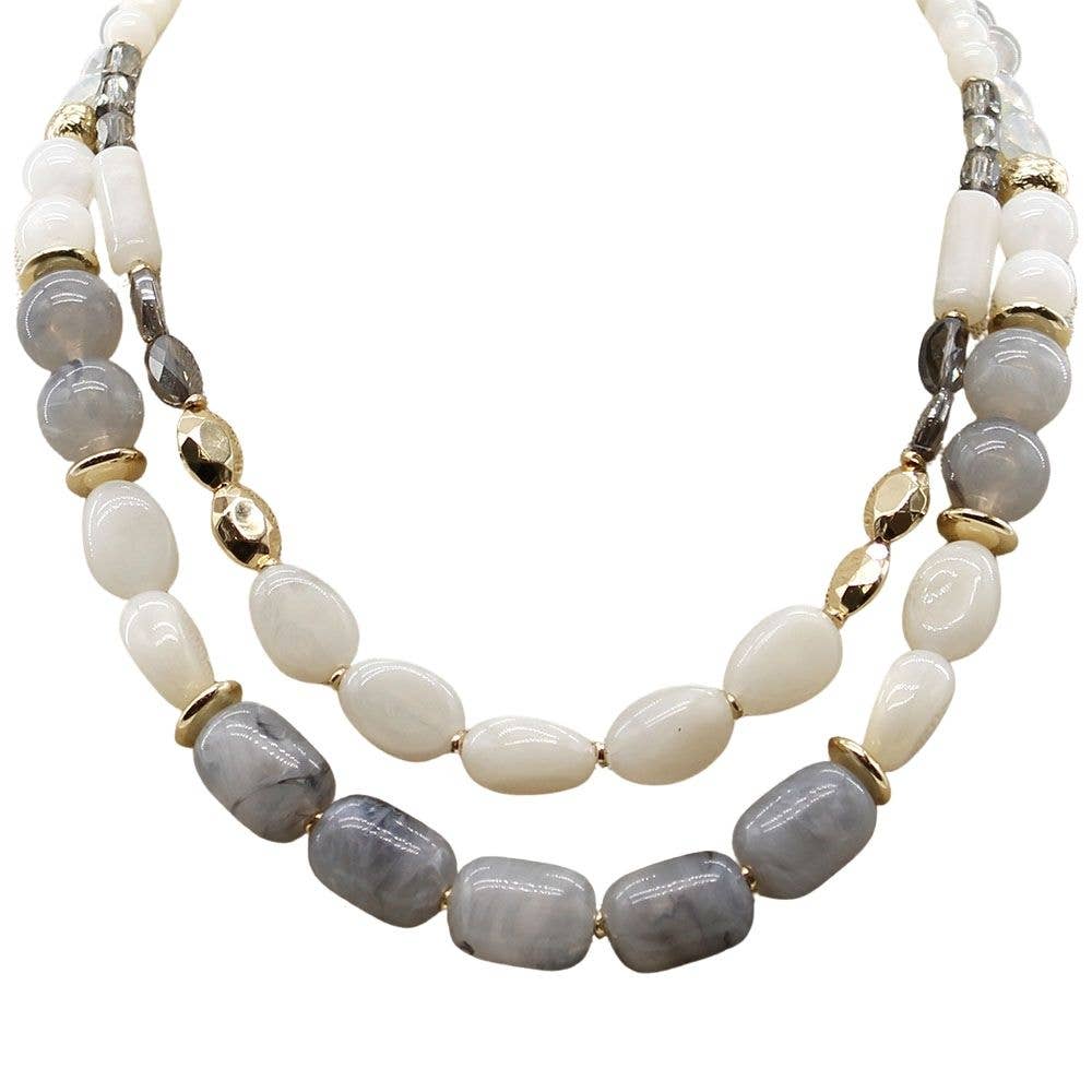 LAYERED MULTI RESIN CHUNKY NECKLACE, J 3762