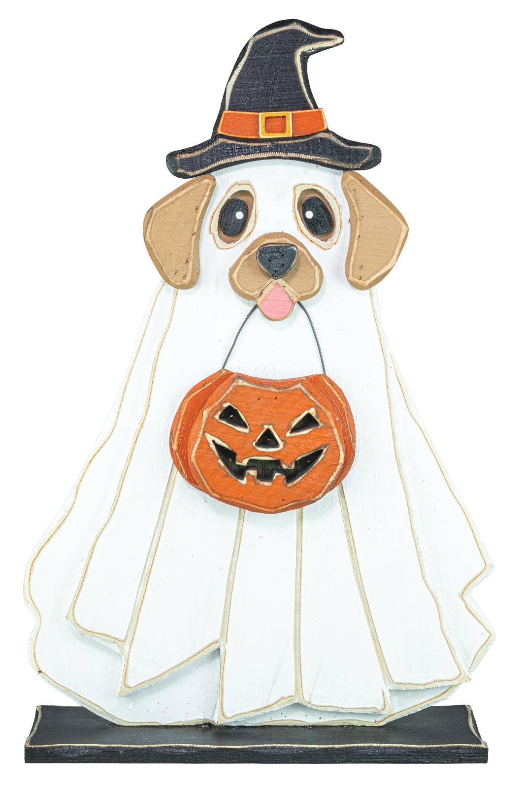 WITCH HAT GHOST DOG STANDER