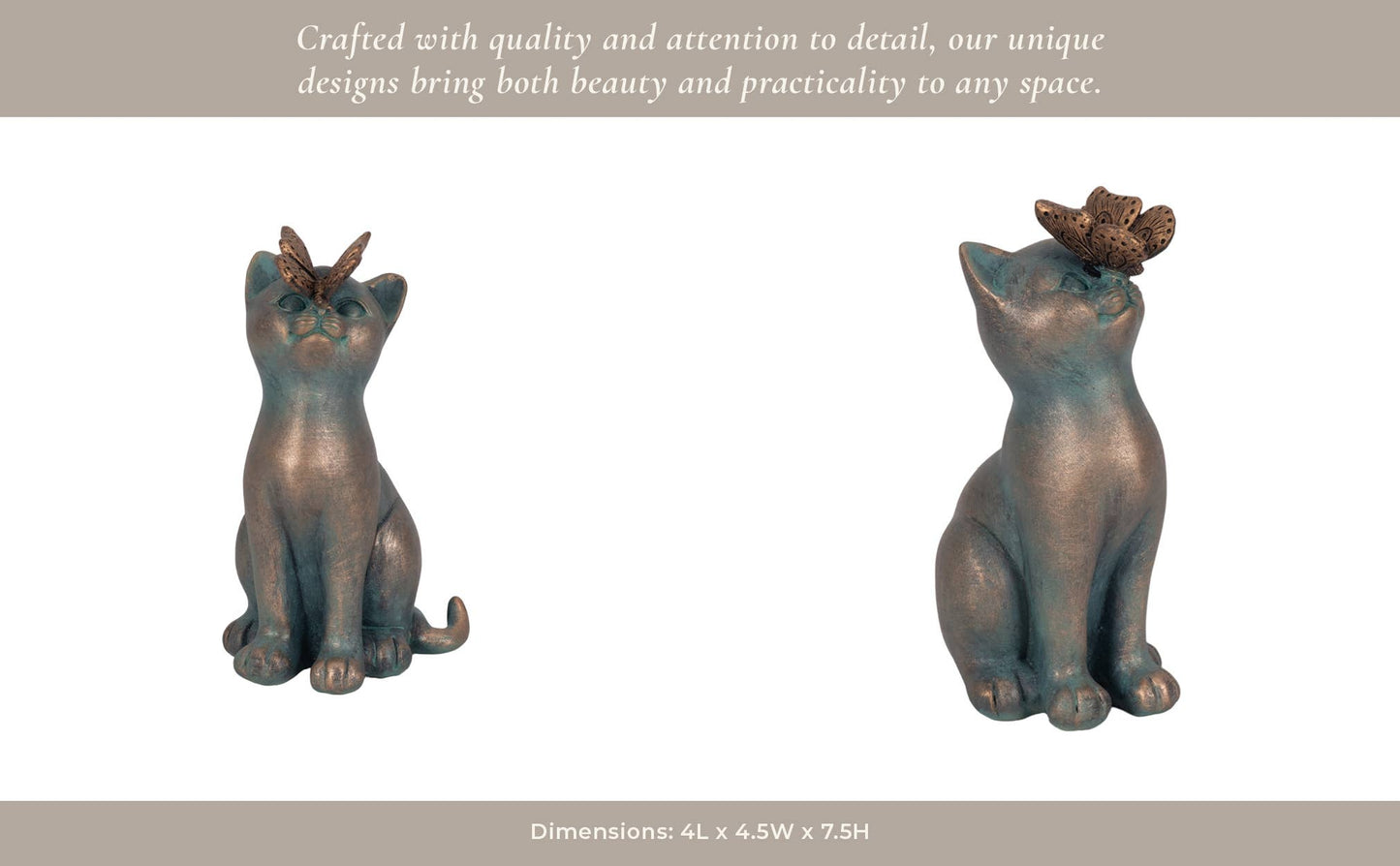 Sculpture - Multicolor Resin Butterfly on Cat's Nose, 8 in.