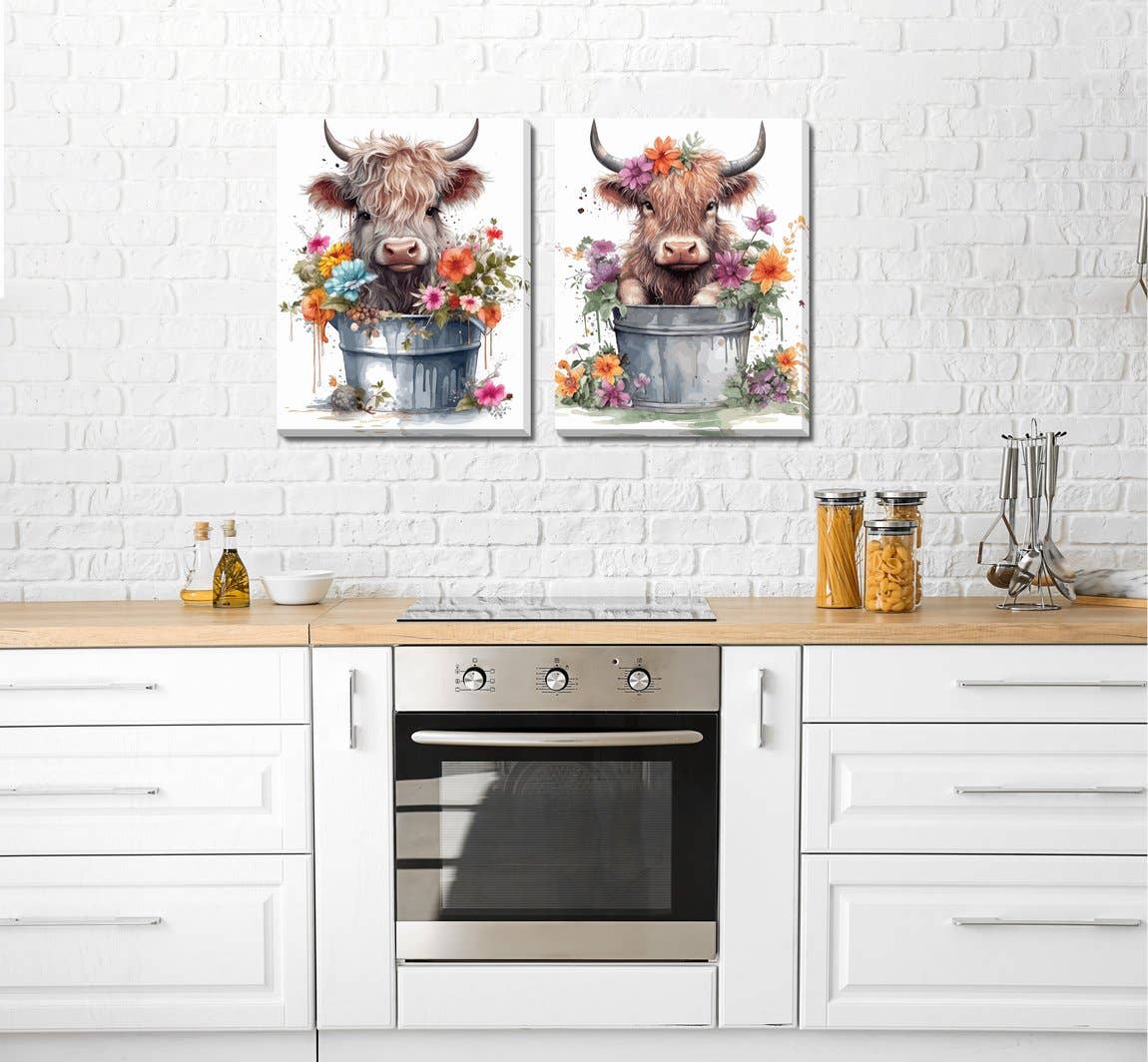 Baby Highland Cow Canvas Wall Art Set