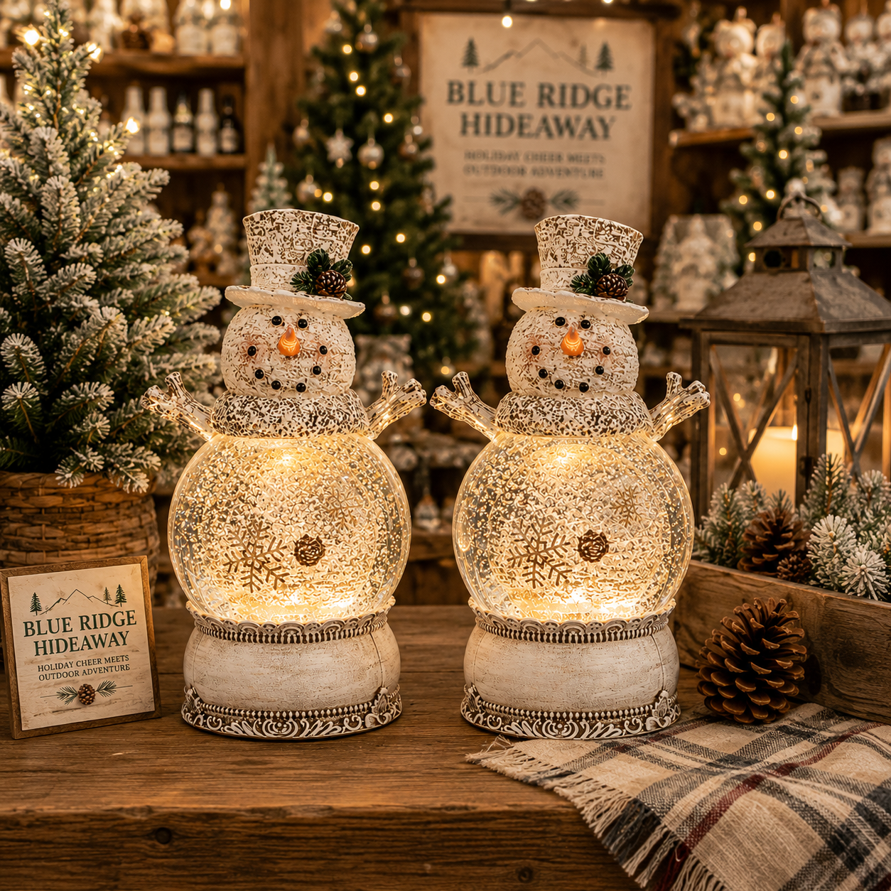 LED Snowman Water Globe Lantern