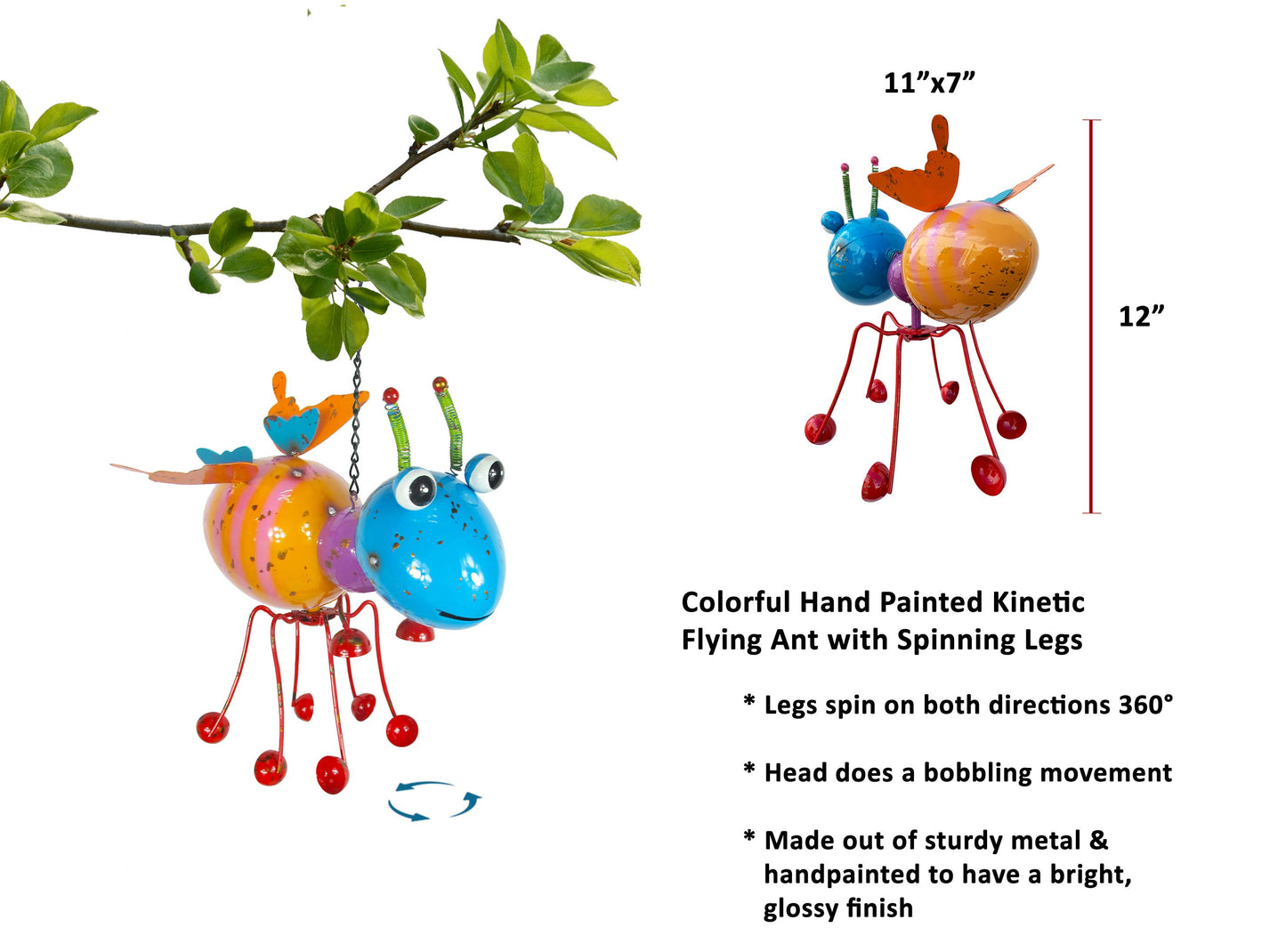 Painted and Enameled Hanging Metal Ant Ornament