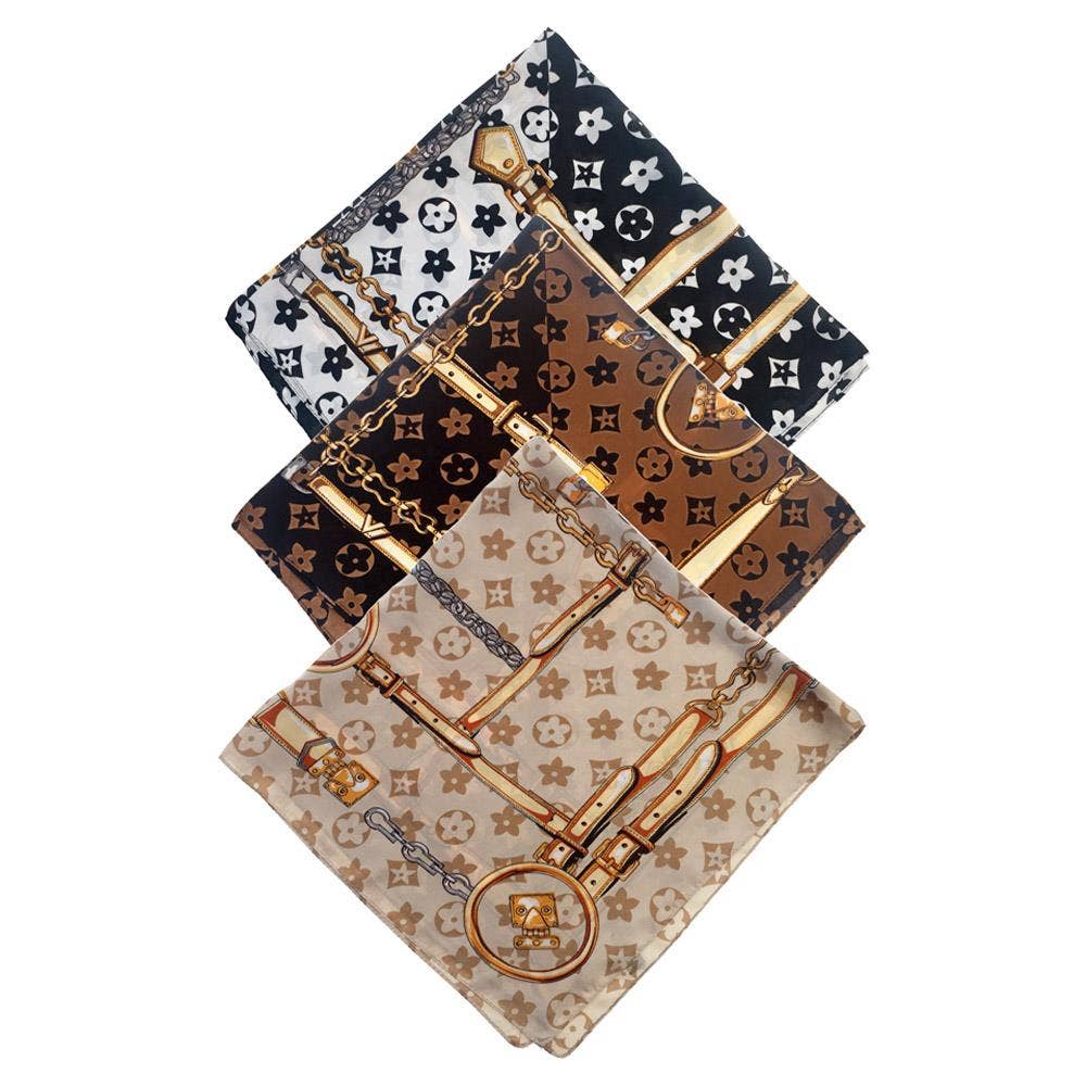Flower Silky Bandana Square Scarf 125