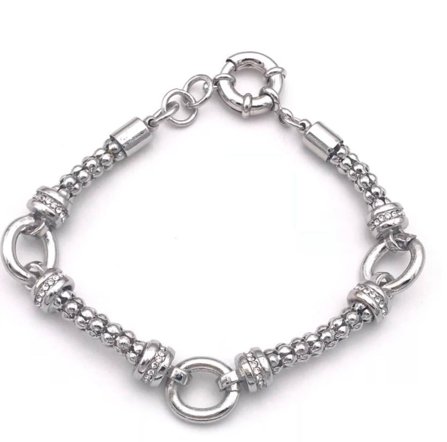 Silver Or Gold Crystal Link Station Bracelet