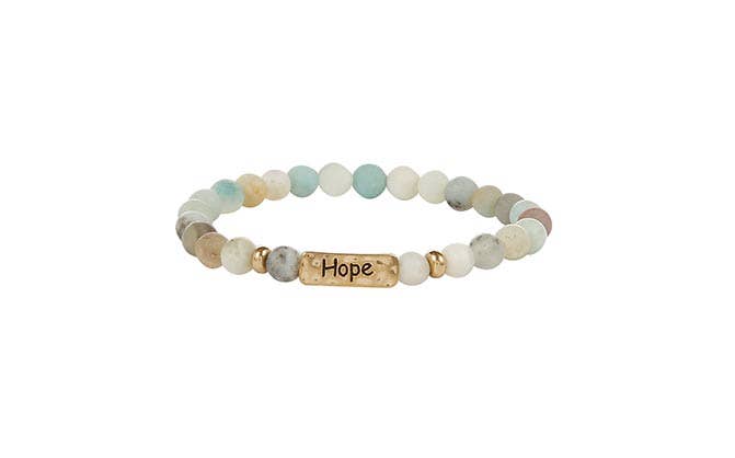 Stretch Stone Beads Inspirational Bar Bracelet, 4 Assorted