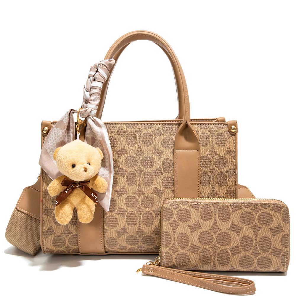 2IN1 OVAL PRINT SATCHEL W WALLET, CC 25525 T2