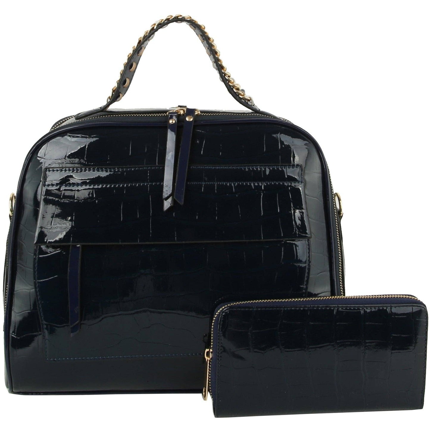 Women Croc Tote Satchel Purse - Adjustable Shoulder Strap