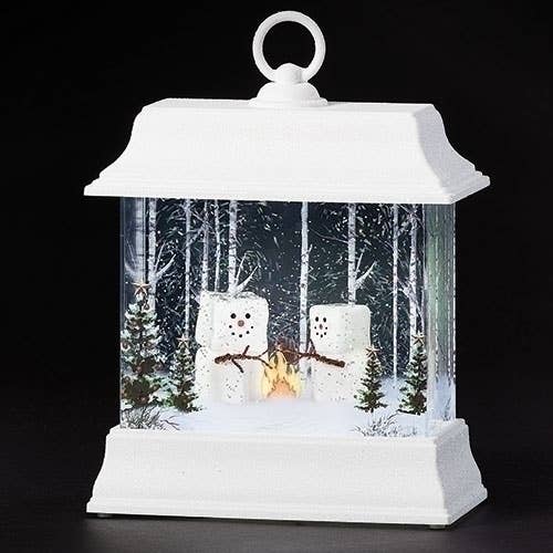 8.5"H Lighted Swirl Lantern Marshmallows by Fire