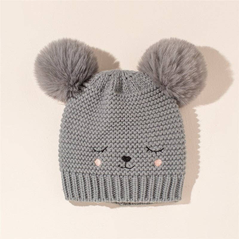 Kids Cute Smile Face Warm Knitted Beanie Hat