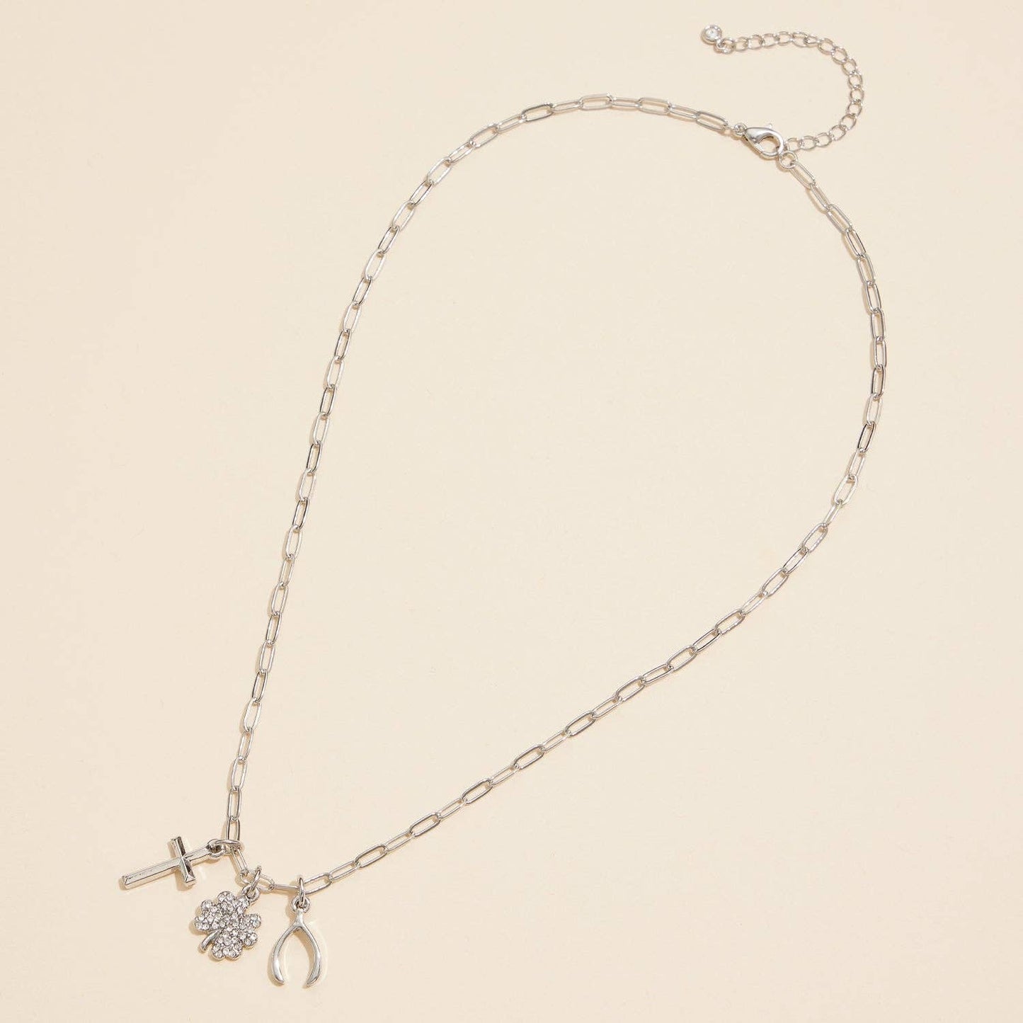 Gold Dipped Necklace with 3 Symbolic Charms