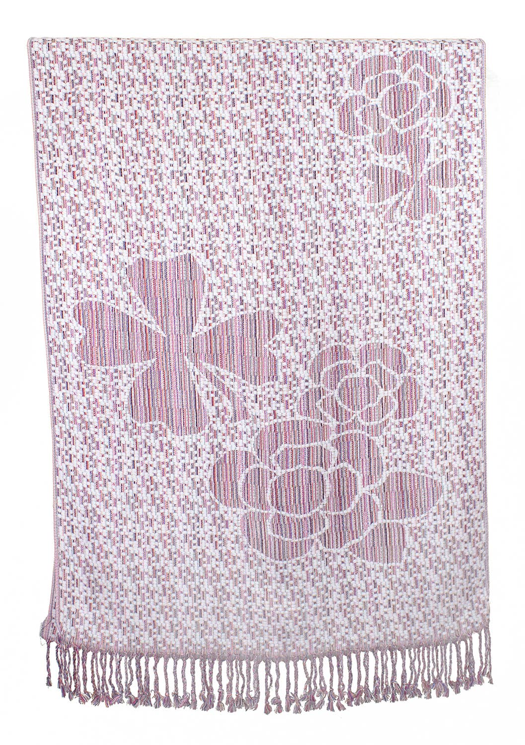 White Knit Camellia Retro Cashmere Blend Wrap Scarf