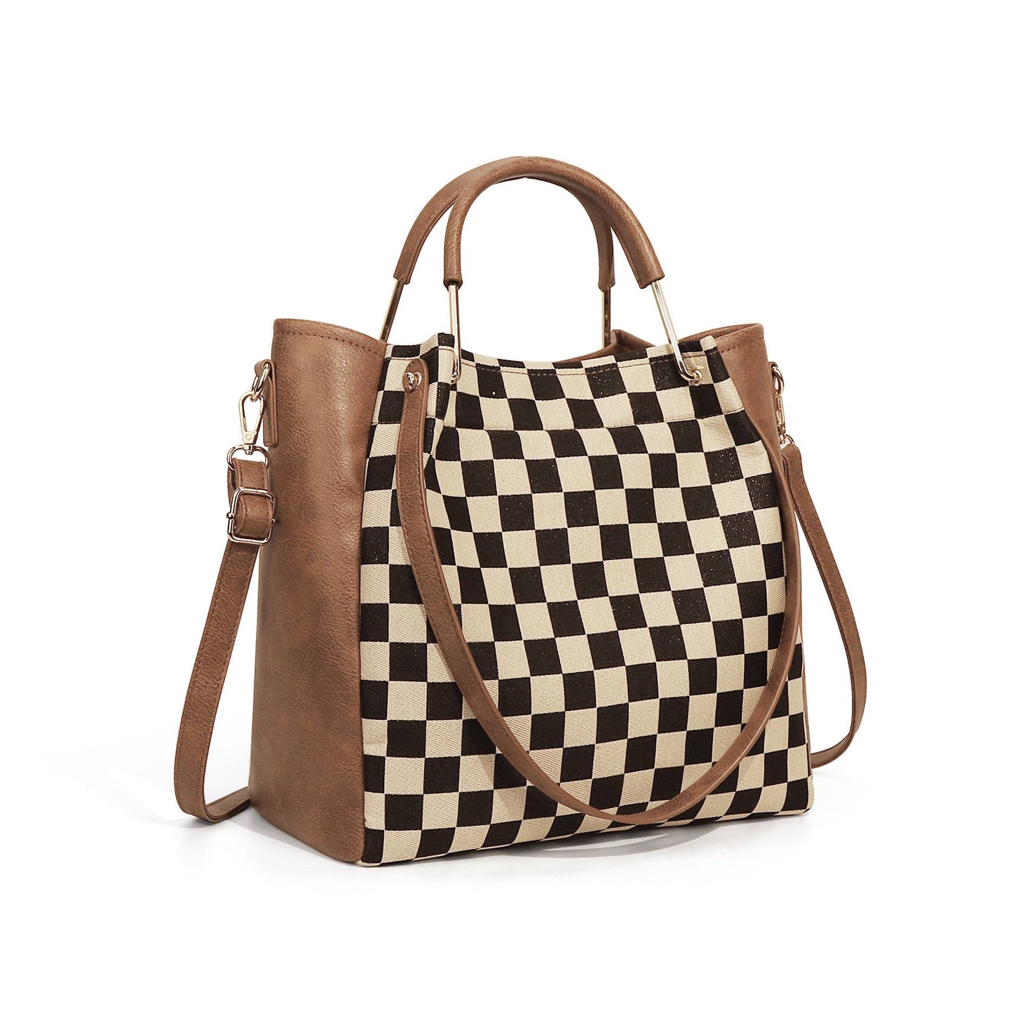 PU Checkered Handbag Tote Crossbody