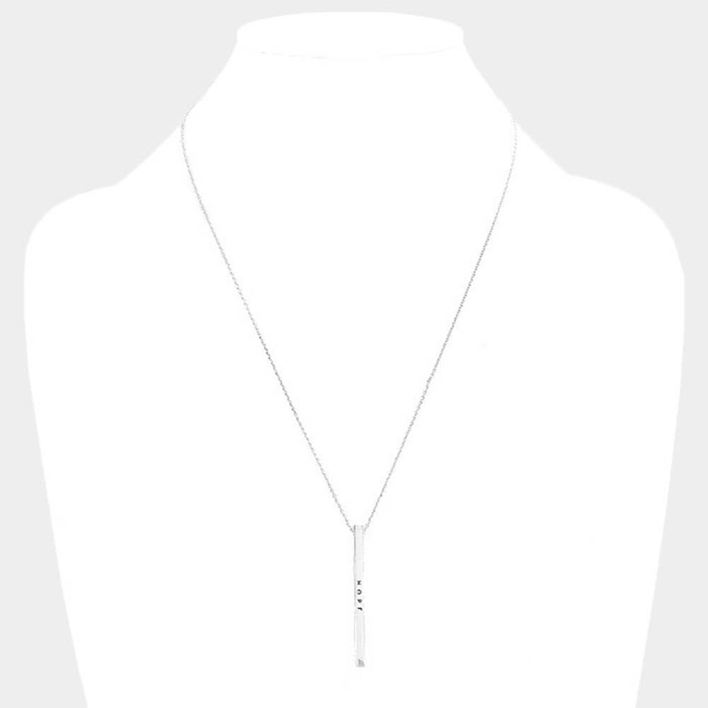 HOPE Brass Metal Bar Pendant Necklace