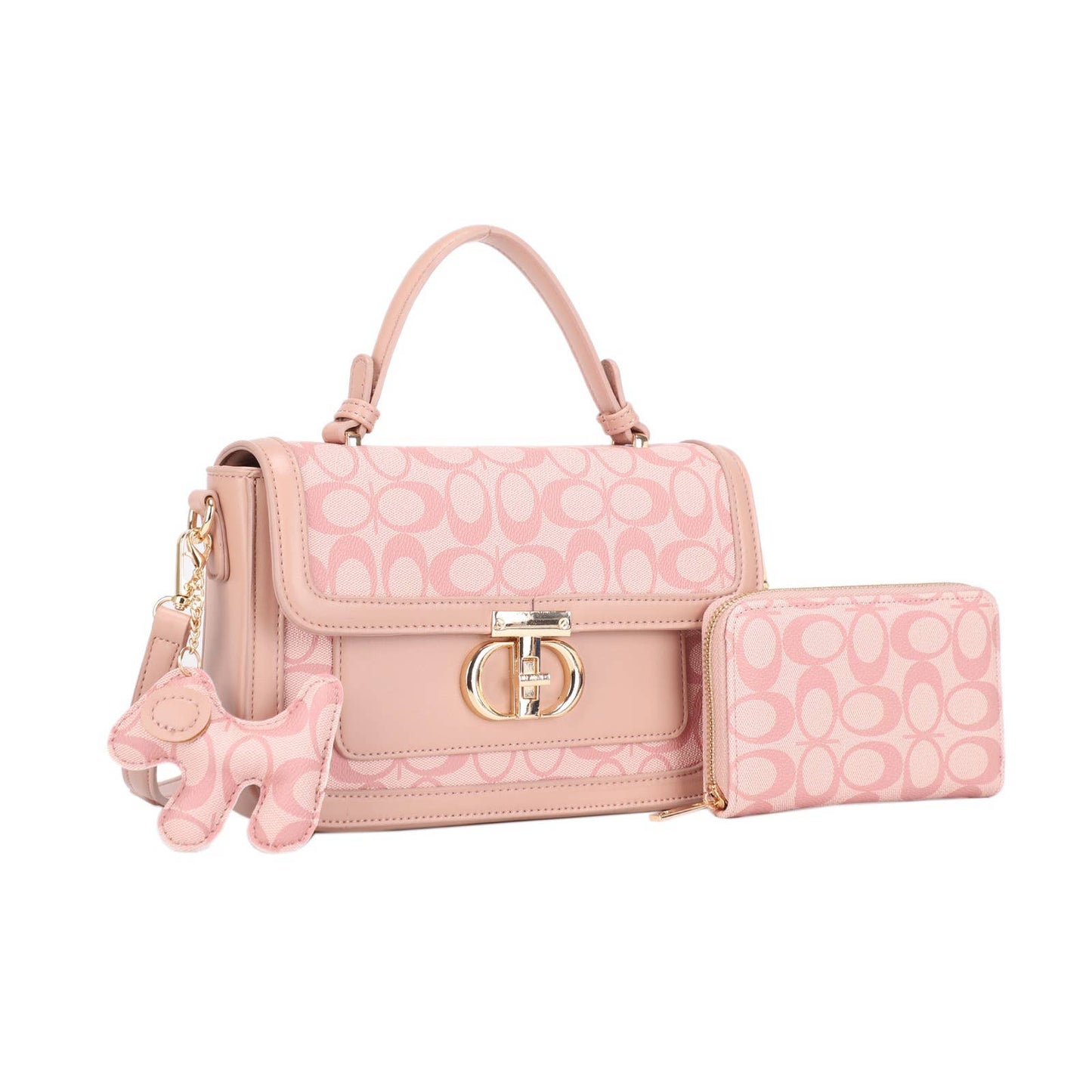 3-Piece Designer-Inspired Satchel Set with Wallet & Charm