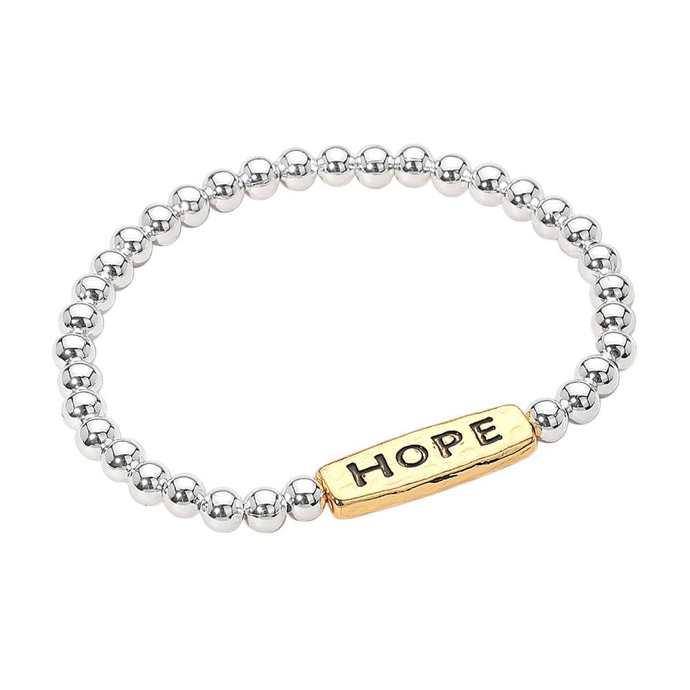 SECRET BOX_HOPE Message Engraved Beaded Stretch Bracelet