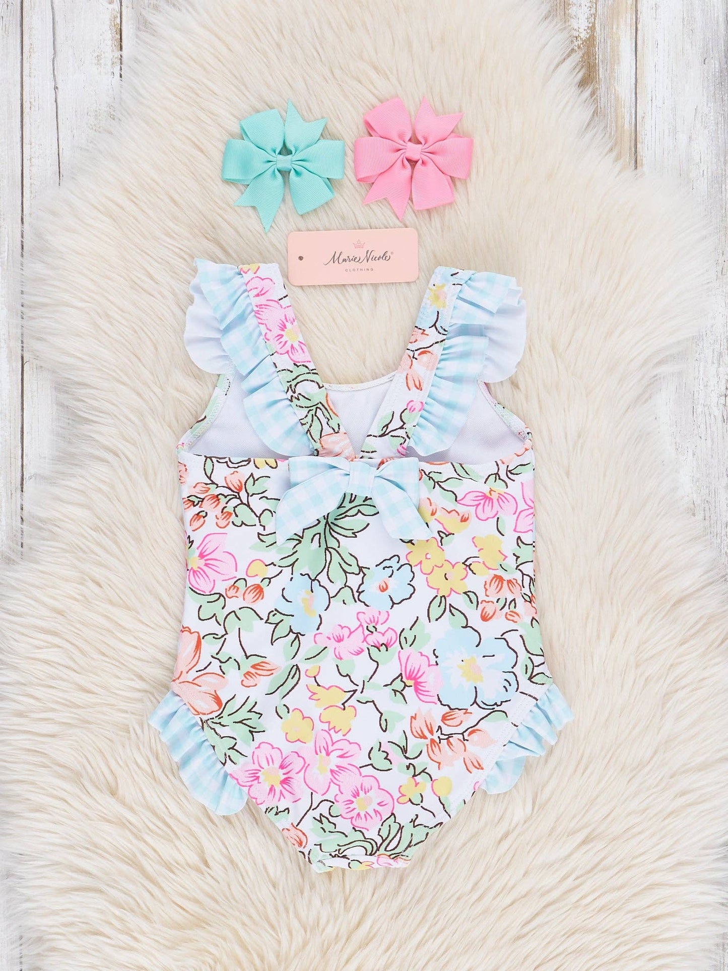 Ruffle Swimsuit - Wildflower Doodles
