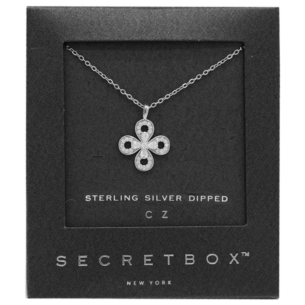 SECRET BOX 14K GOLD DIPPED FLOWER SHAPED CZ NECKLACE 59