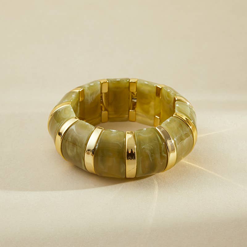 B25170 Bold Tiled Polyresin Stretch Bangle Bracelet