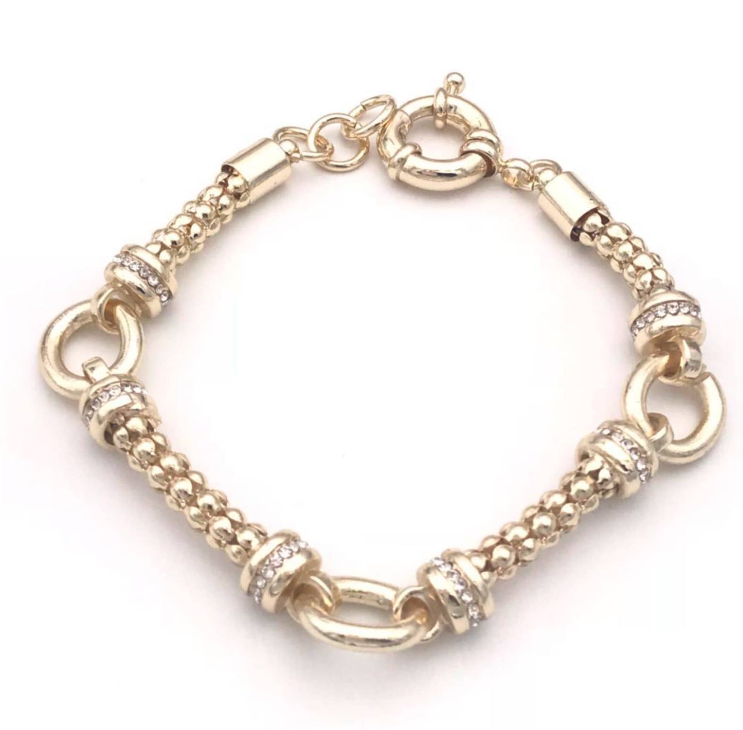 Silver Or Gold Crystal Link Station Bracelet