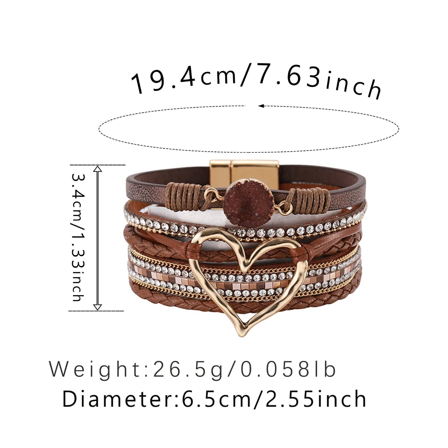 Rhinestone Bohemian Layered Love Bracelet DP25B588