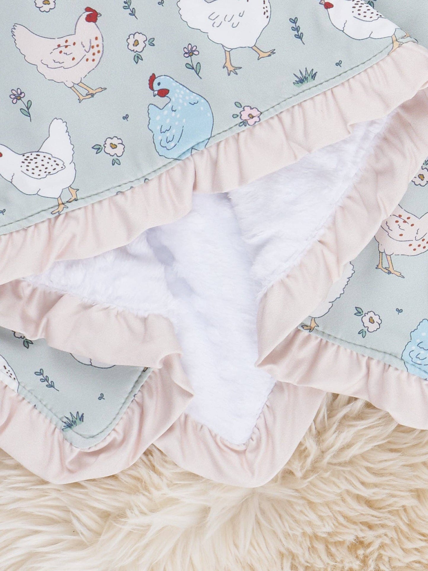 Little Chickens Ruffle Blanket
