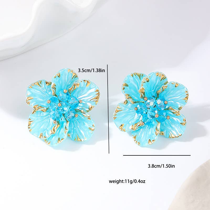 Summer Sweet Style Candy Color Flower Stud Earrings