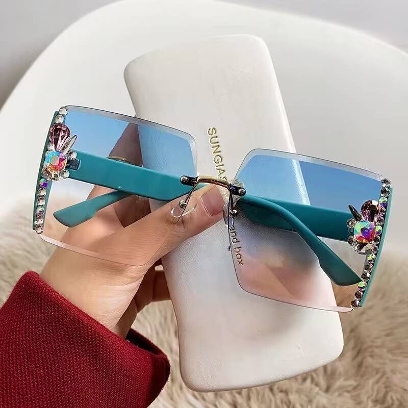 Exquisitely crafted side-rimmed diamond-studded sunglasses