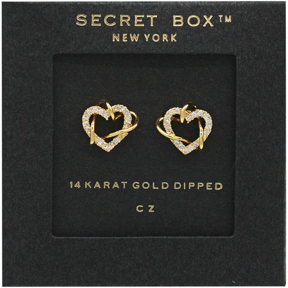 SECRET BOX 14K GOLD DIPPED HEART EARRING, SB 19897