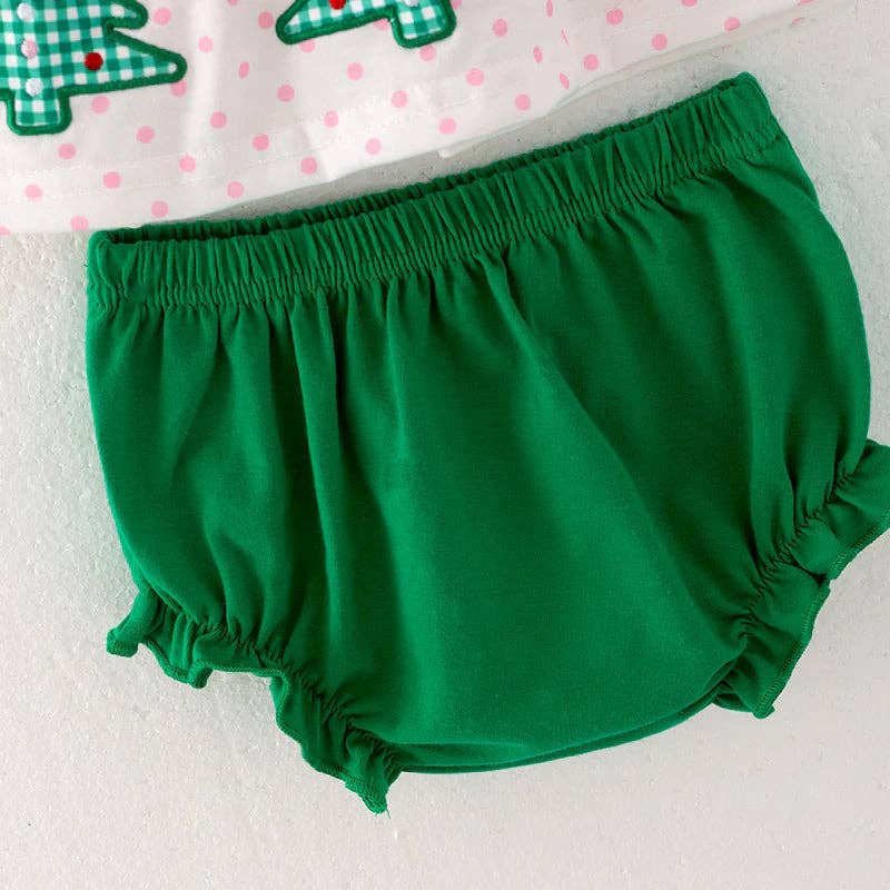 Baby Girls Merry Christmas Embroidery Romper Set