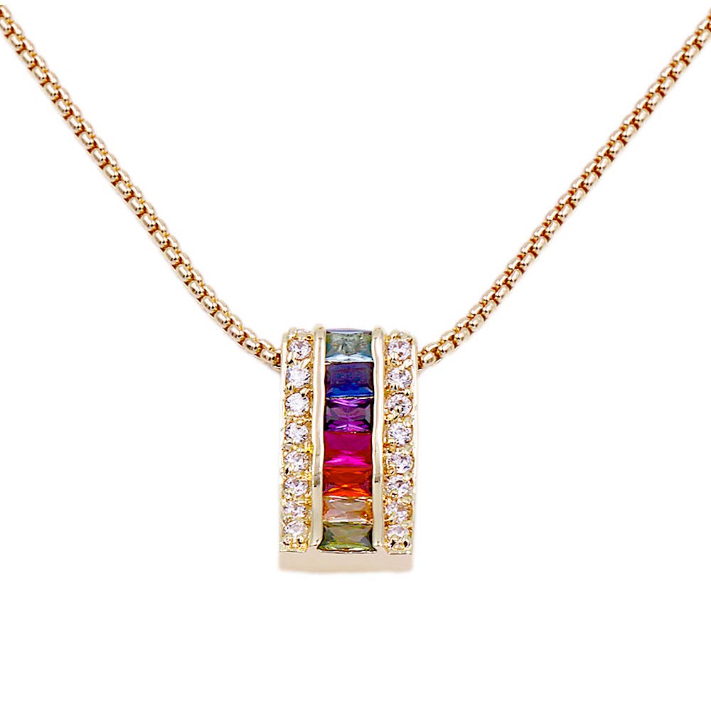 Rainbow Crystal Pendant Necklace NK-4086