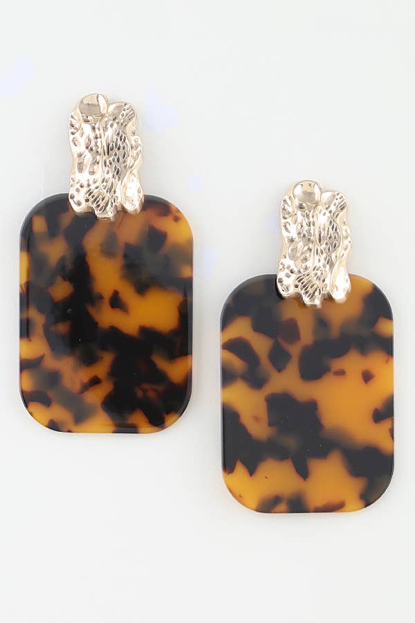 Multi Marble Stone Frame Drop Earrings KE1217
