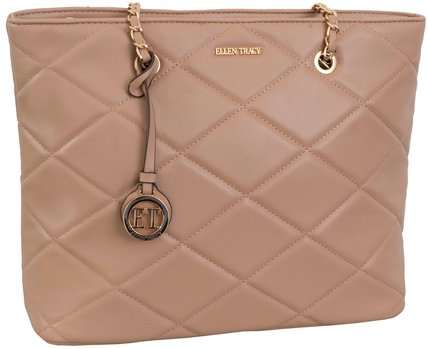 Ellen Tracy Smooth Diamond Quilted Tote Bag
