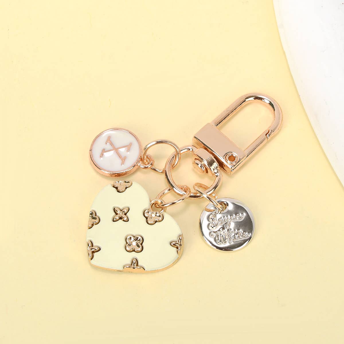 Letter Round Badge Love Keychain