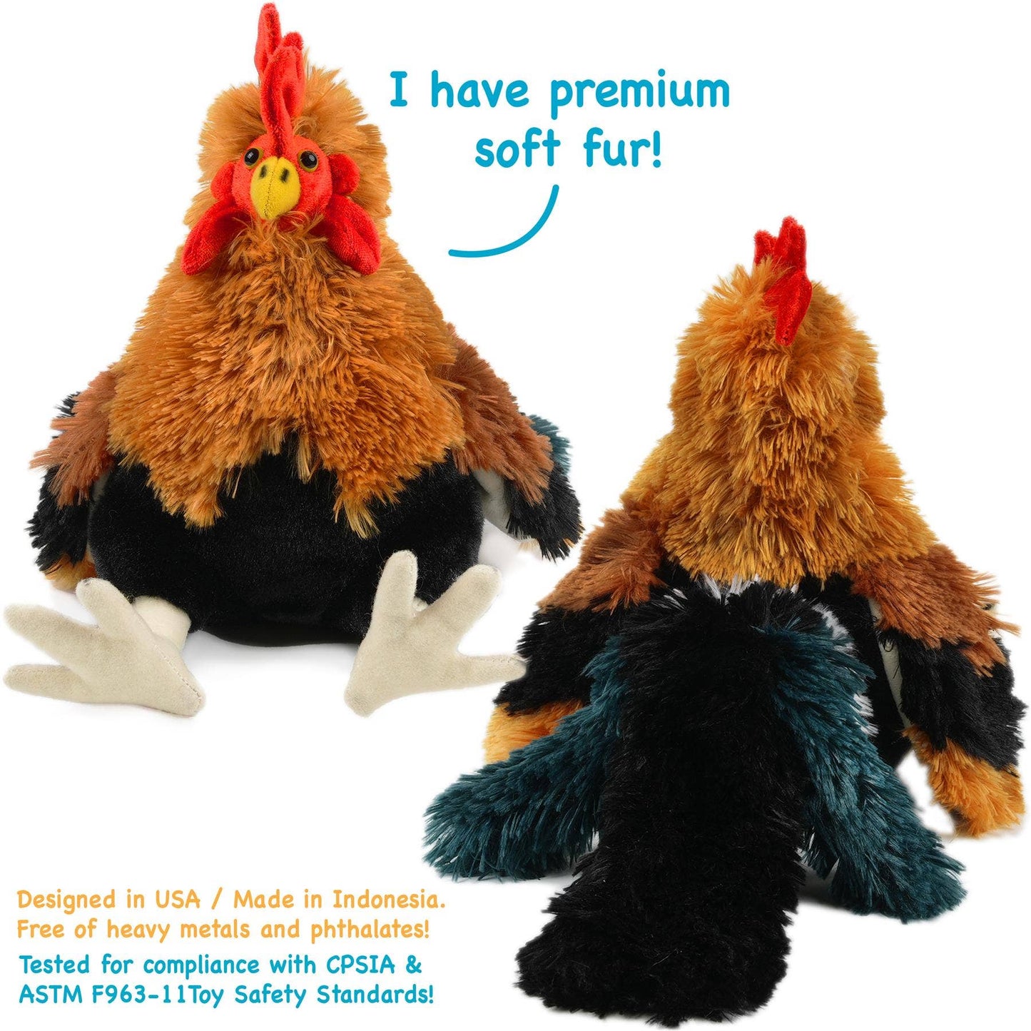 Riley The Rooster - 8 Inch Chicken Stuffed Animal Plush