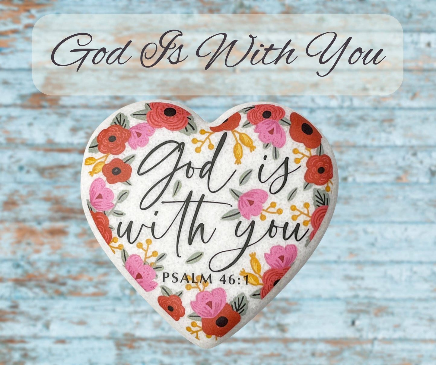 LCP Heart Stone God Is With You Floral