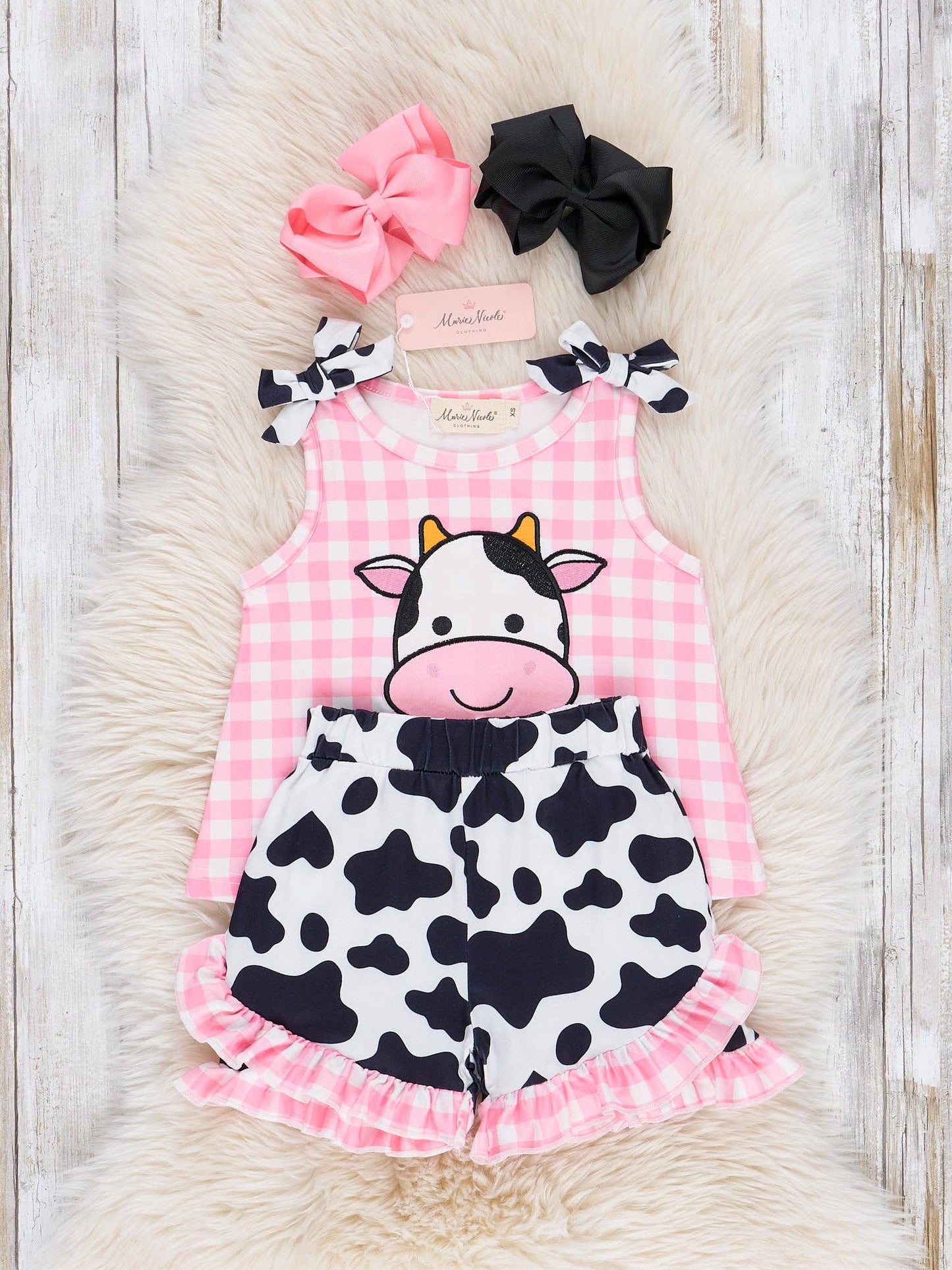 Happy Cow Gingham Ruffle Outfit