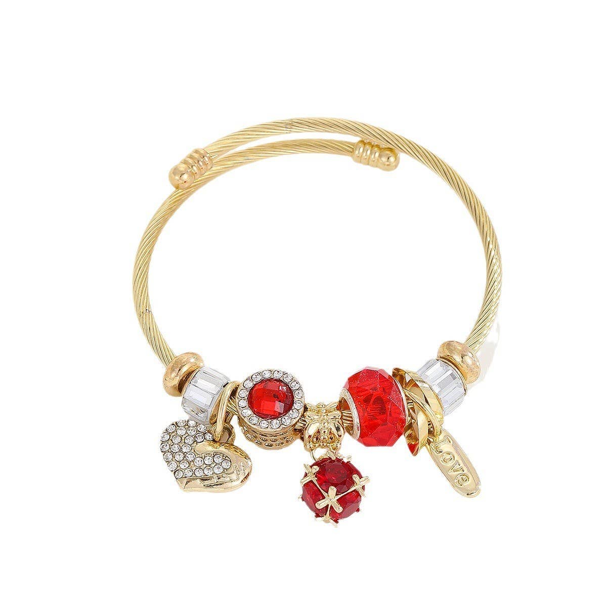 DURABLE STAINLESS STEEL ADJUSTABLE HEART BRACELET_CWMM8590