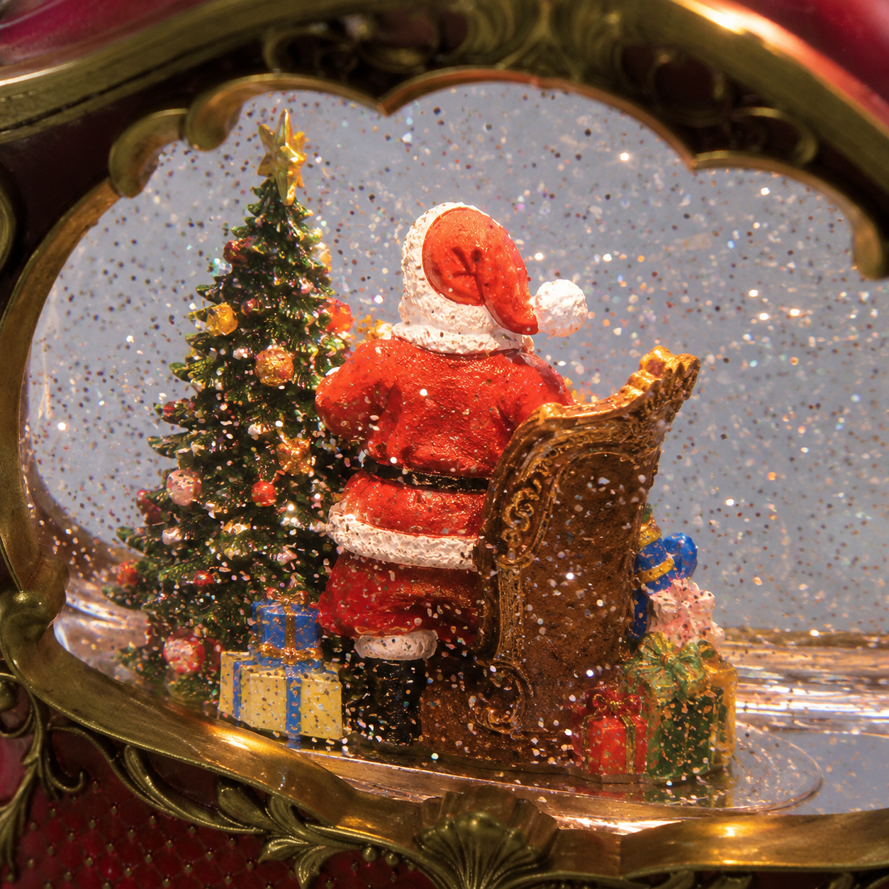 10.25"L Lighted Santa Carriage Glitter Globe, Xmas Decor
