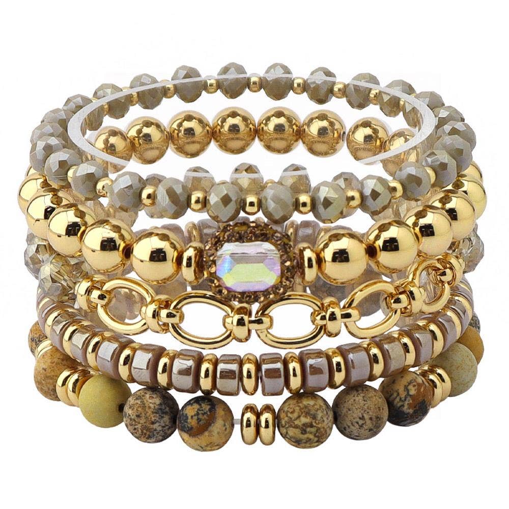 OVAL LINK MULTI BEAD BRACELET SET AB-5850