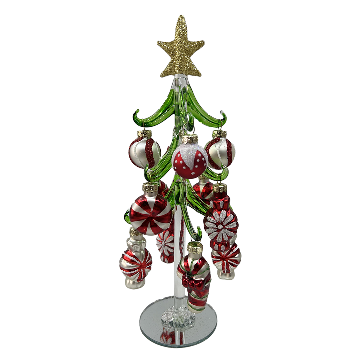 Mini Glass Christmas Tree w/ Christmas Candy Ornaments