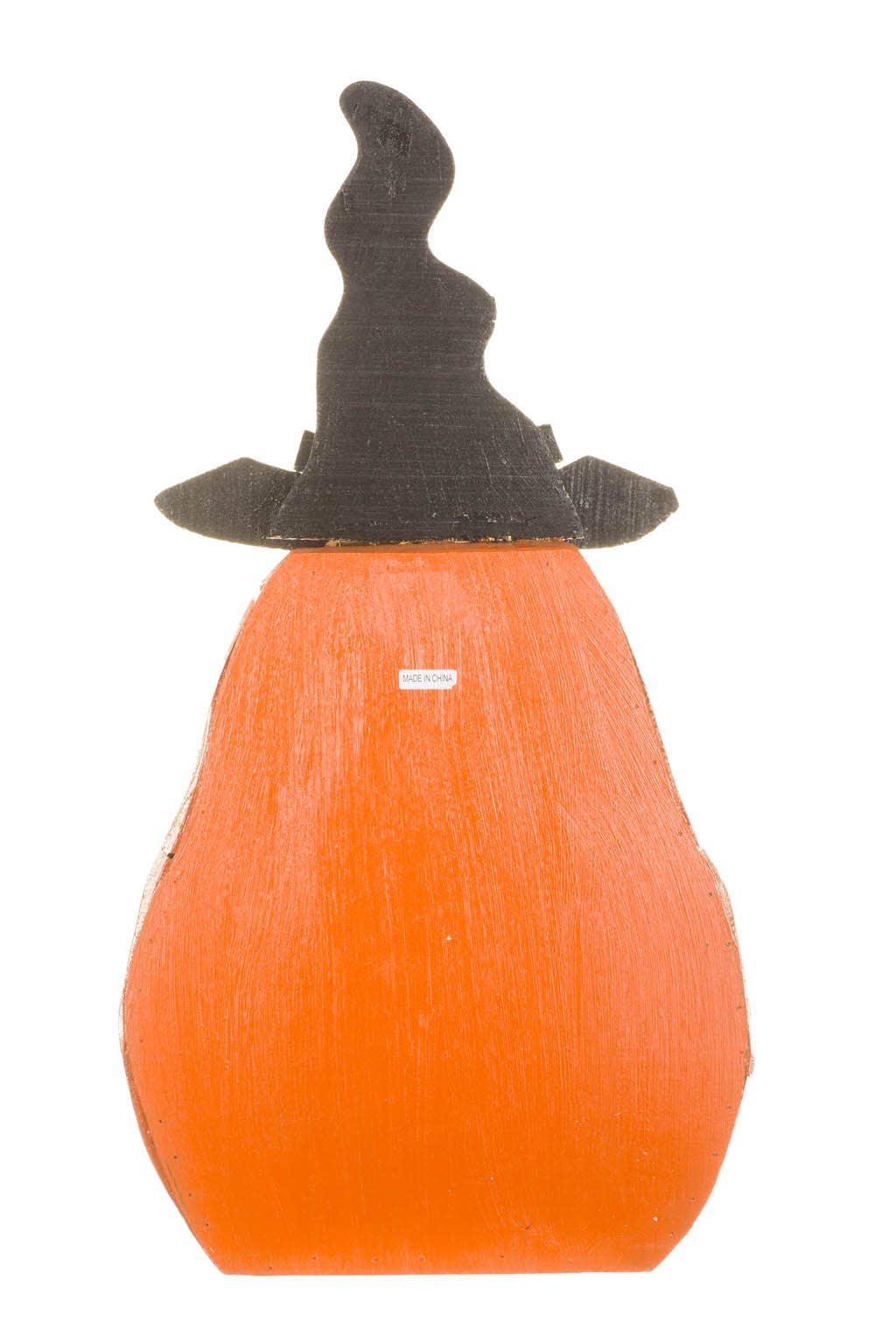 Orange Jack-O-Lantern Pumpkin Display With Witch Hat
