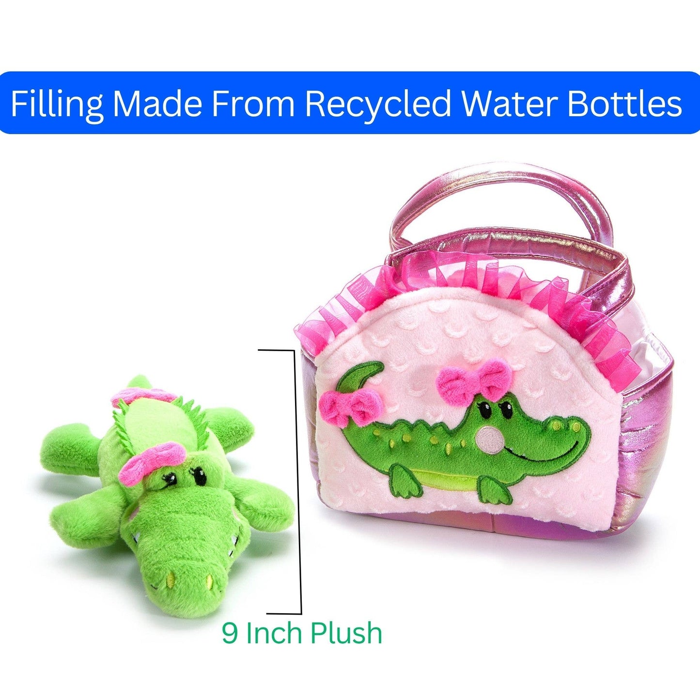 Pink Purse & 9" Plush Alligator