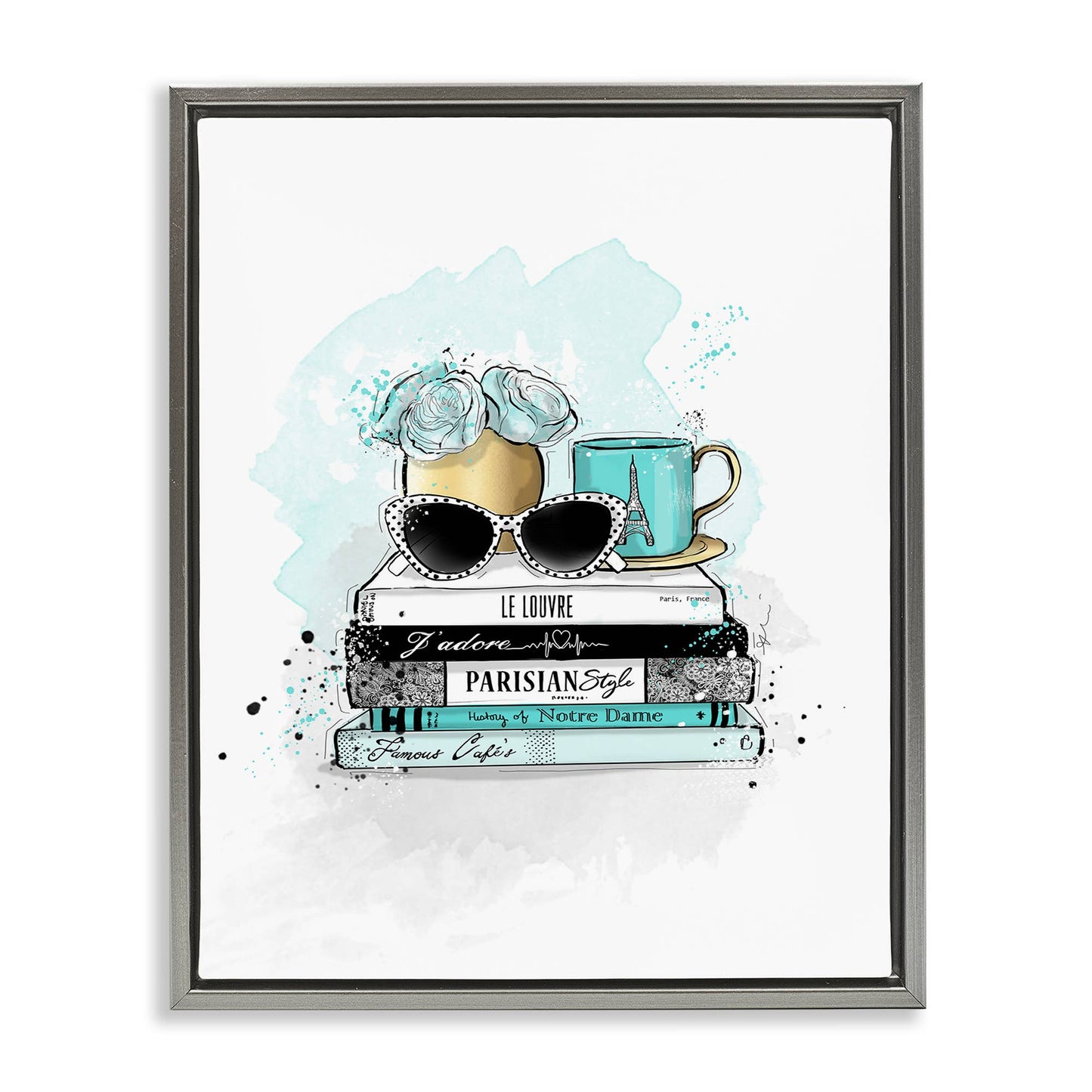 Turquoise Fashion Book Stack - Framed Wall Art